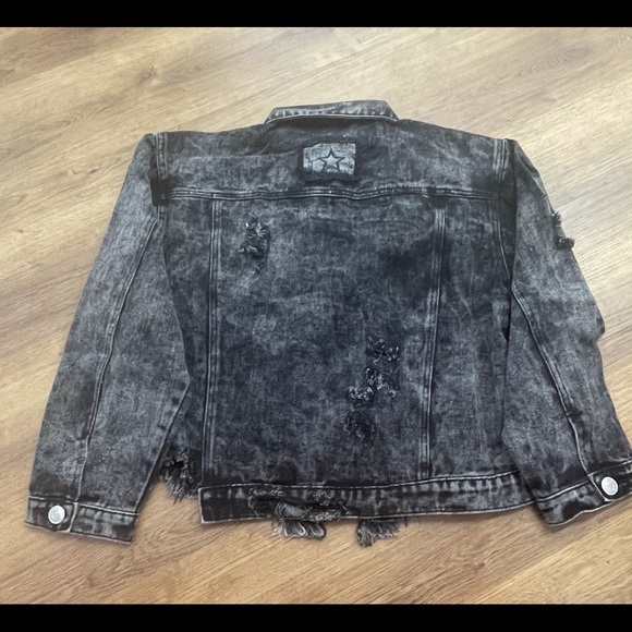 Distressed Black Jean Jacket - Picture 2 of 2